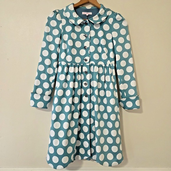 Betsey Johnson Dresses & Skirts - Vintage Y2K Betsey Johnson Polka Dot Coat Dress Sz 2 Coquette Twee Whimsical 90s
